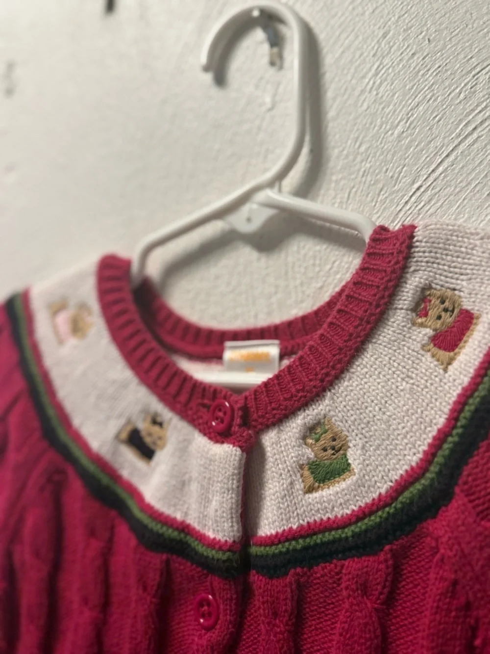 ❤️Vintage Vibes Gymboree Puppy Dog Knit Cardigan 3T Pink Cable Knit Sweater